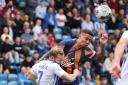 Kilmarnock's Rory McKenzie and Rangers' James Tavernier battle for the ball during the cinch Premiership match at the BBSP Stadium Rugby Park