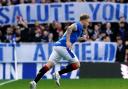 Scott Arfield runs onto the Ibrox pitch for Rangers for the final time