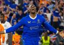 Joe Aribo celebrates scoring in the Europa League final