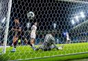 Cyriel Dessers scores in the first leg of Rangers' UEFA Champions League qualifier against Dynamo Kyiv