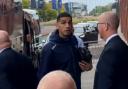 Leon Balogun stopped to speak to fans at Ibrox after defeat to Celtic