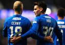 Rangers' Vaclav Cerny (left) celebrates scoring their side's second goal of the game with team-mate Ianis Hagi