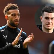 Rangers centre half Connor Goldson, main picture, and Ibrox midfielder Tom Lawrence, inset