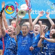 Nicola Docherty lifts the Scottish Gas Cup