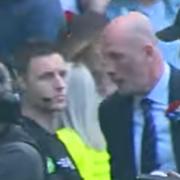 Philippe Clement looked angry as he shook hands with fourth official Steven McLean