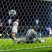 Cyriel Dessers scores in the first leg of Rangers' UEFA Champions League qualifier against Dynamo Kyiv