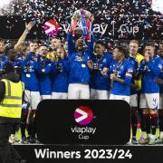 Rangers celebrate their Scottish League Cup victory in 2023