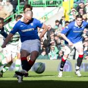 Rangers’ Kenny Miller scores against Celtic from 12-yards