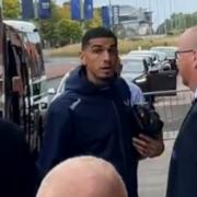 Leon Balogun stopped to speak to fans at Ibrox after defeat to Celtic