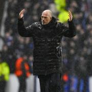 GLASGOW, SCOTLAND - MARCH 14: Rangers manager Phillipe Clement during a UEFA Europa League Round of 16 second leg match between Rangers and Benfica at Ibrox Stadium, on March 14, 2024, in Glasgow, Scotland. (Photo by Rob Casey / SNS Group)