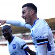 Rangers' Tom Lawrence celebrates scoring their side's first goal of the game