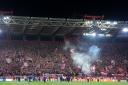 Olympiacos supporters at The Georgios Karaiskakis Stadium, Athens