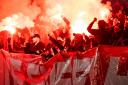 ABERDEEN, SCOTLAND - OCTOBER 30: A general view of an Aberdeen fans display during a William Hill Premiership match between Aberdeen and Rangers at Pittodrie Stadium, on October 30, 2024, in Aberdeen, Scotland. (Photo by Alan Harvey / SNS Group)