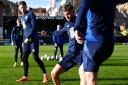 Scott McTominay in Scotland training at Lesser Hampden yesterday