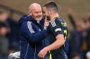 Scotland manager Steve Clarke congratulates John McGinn on his winning goal against Croatia at Hampden tonight