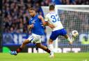 Rangers' Cyriel Dessers and Dynamo Kyiv's Taras Mykhavko battle for the ball