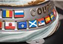 SEVILLE, SPAIN - MAY 18: Scotland flag on the Europa league trophy ahead of the UEFA Europa League Final, on May 18, 2022, in Sevilla,  Spain. (Photo by Alan Harvey / SNS Group)