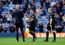 Rangers manager Philippe Clement argues with Nick Walsh and his assistants