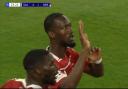 Abdallah Sima celebrates putting Brest in front