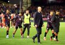 Philippe Clement and his Rangers players look dejected at Pittodrie