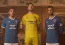 Jack Butland posed in a retro goalkeeper kit but it is nowhere to be seen in the Rangers store