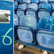 Graffiti and stickers in Ibrox away allocation after Hibs match