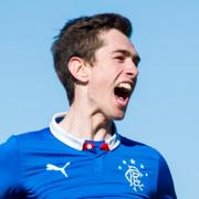 Ryan Hardie celebrates scoring for Rangers in 2015