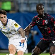 Mykola Shaparenko and Rangers' Mohamed Diomande