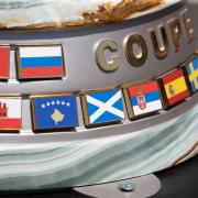 SEVILLE, SPAIN - MAY 18: Scotland flag on the Europa league trophy ahead of the UEFA Europa League Final, on May 18, 2022, in Sevilla,  Spain. (Photo by Alan Harvey / SNS Group)