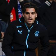 Rangers' Ianis Hagi watches on from the stands during a UEFA Champions League play-off round first leg match