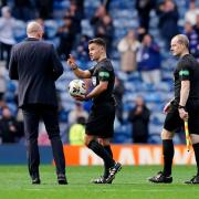 Rangers manager Philippe Clement argues with Nick Walsh and his assistants