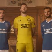 Jack Butland posed in a retro goalkeeper kit but it is nowhere to be seen in the Rangers store