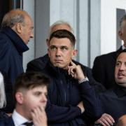 PAISLEY, SCOTLAND - AUGUST 08: Scotland international Ryan Jack watches on from the stands during a UEFA Europa Conference League qualifier between St Mirren and SK Brann at the SMiSA Stadium, on August 08. 2024, in Paisley, Scotland.  (Photo by Mark