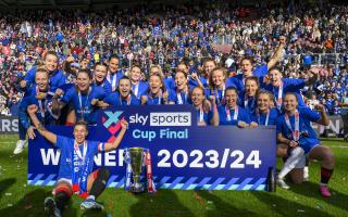 Rangers celebrate winning the Sky Sports Cup