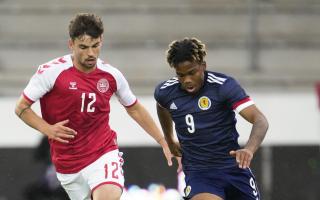 Dapo Mebude in action for Scotland