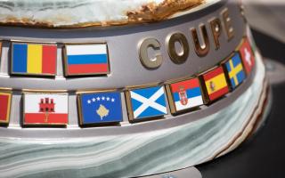 SEVILLE, SPAIN - MAY 18: Scotland flag on the Europa league trophy ahead of the UEFA Europa League Final, on May 18, 2022, in Sevilla,  Spain. (Photo by Alan Harvey / SNS Group)