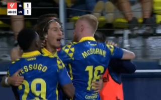 Fabio Silva celebrates with his Las Palmas teammates