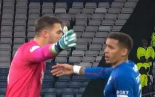 Jack Butland and James Tavernier could be seen in a heated exchange at Hampden